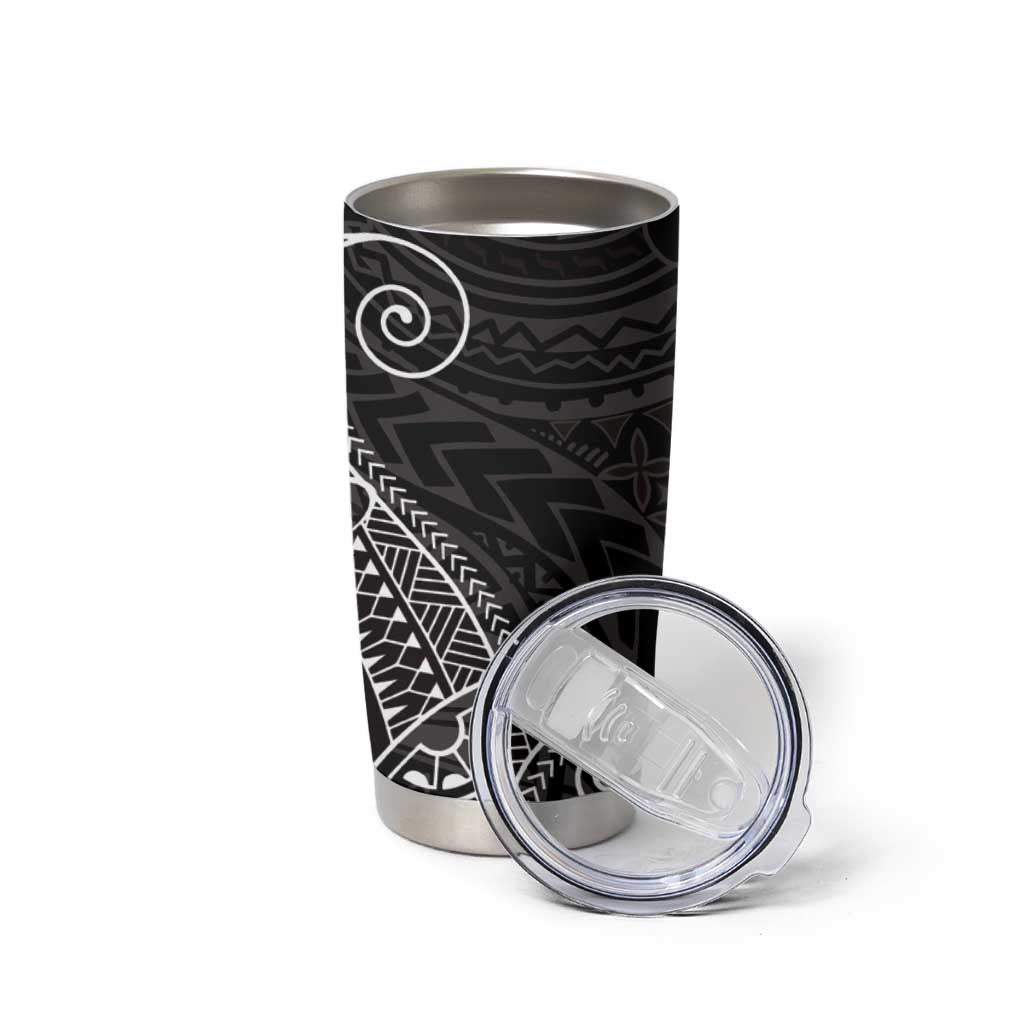 Black White Polynesian Tribal Tumbler Cup - Polynesian Pride