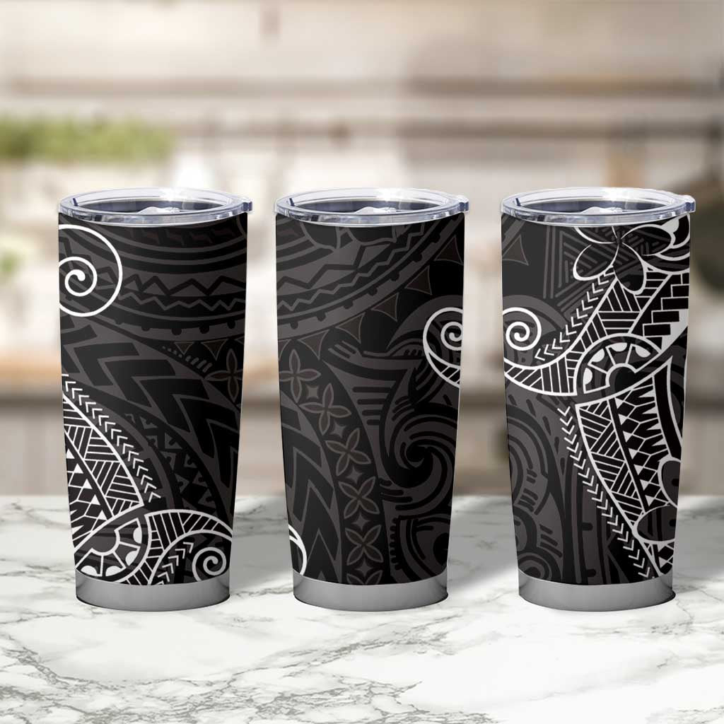Black White Polynesian Tribal Tumbler Cup - Polynesian Pride