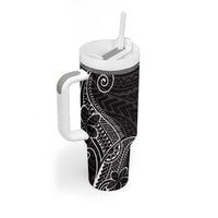 Black White Polynesian Tribal Tumbler With Handle - Polynesian Pride