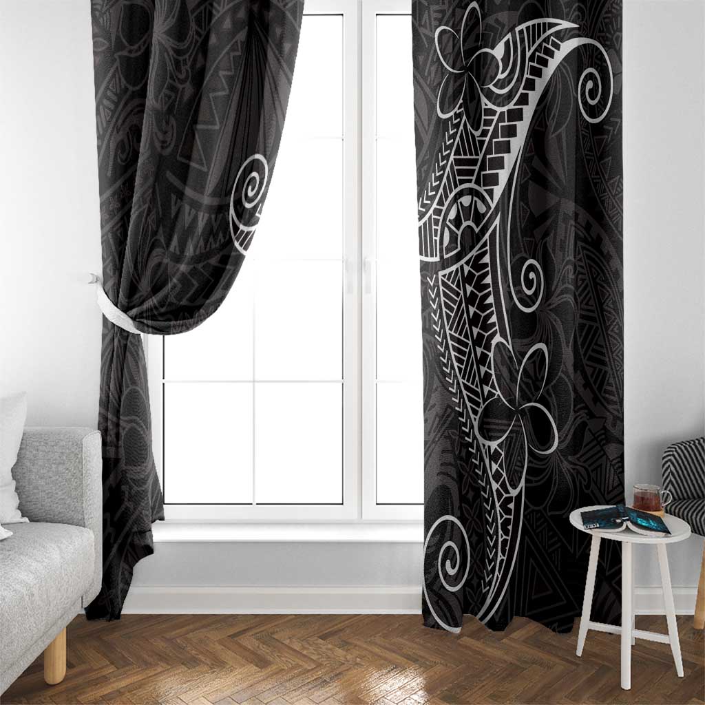 Black White Polynesian Tribal Window Curtain - Polynesian Pride