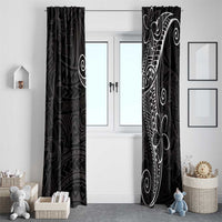 Black White Polynesian Tribal Window Curtain - Polynesian Pride