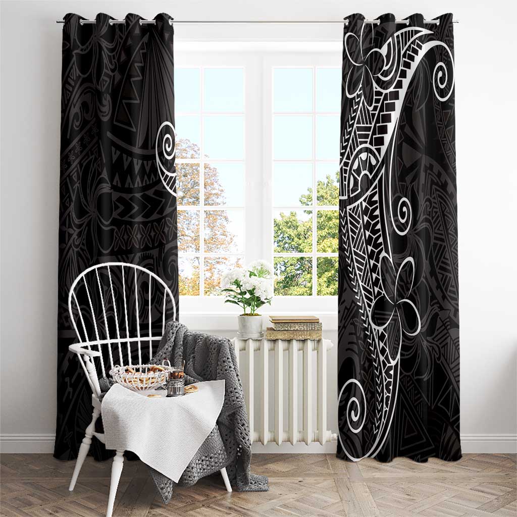 Black White Polynesian Tribal Window Curtain - Polynesian Pride