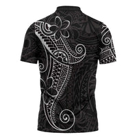 Black White Polynesian Tribal Zipper Polo Shirt - Polynesian Pride