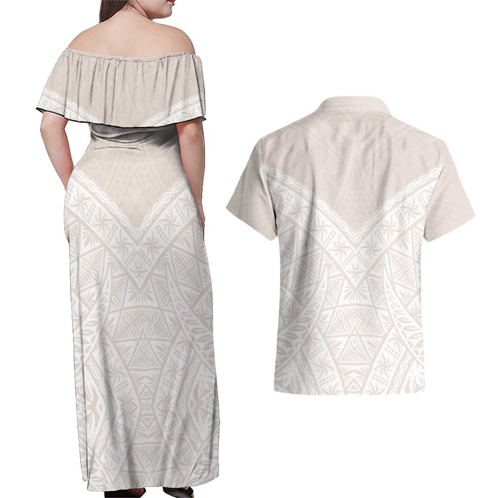 Lotu Tamaiti Tongan Polynesian Art Pattern Couples Matching Off Shoulder Maxi Dress and Hawaiian Shirt Traditional Tribal Motifs - Polynesian Pride