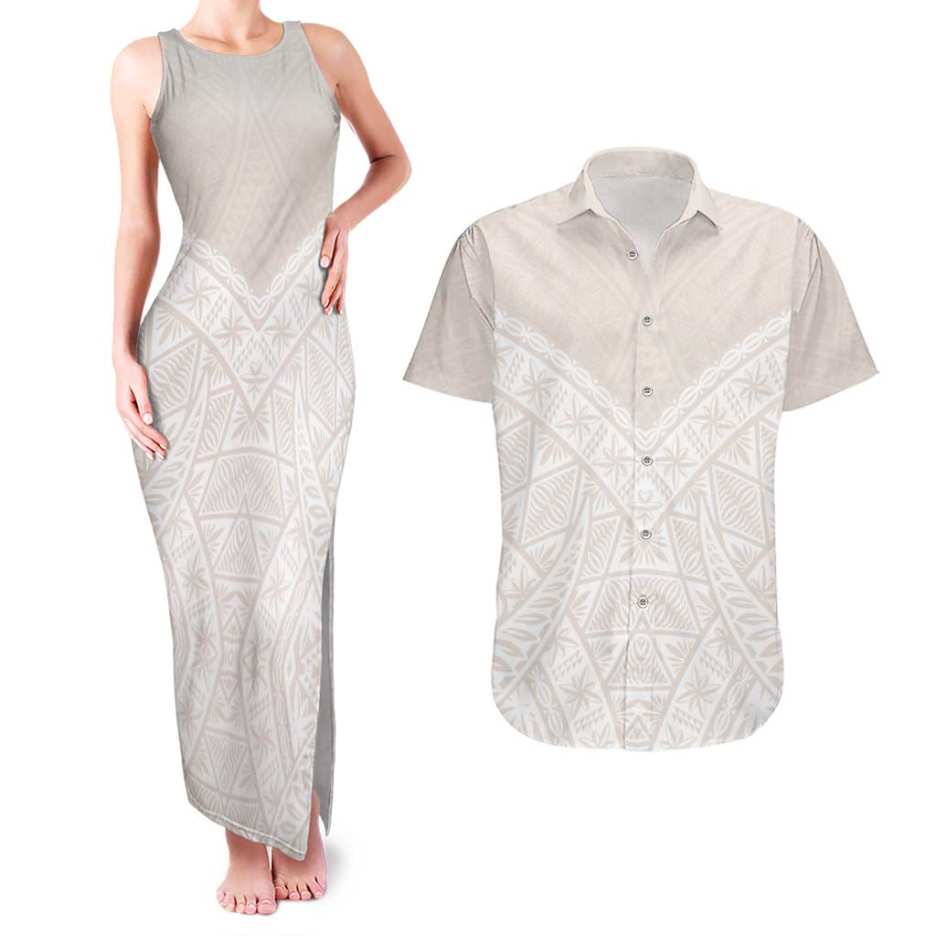 Lotu Tamaiti Tongan Polynesian Art Pattern Couples Matching Tank Maxi Dress and Hawaiian Shirt Traditional Tribal Motifs - Polynesian Pride