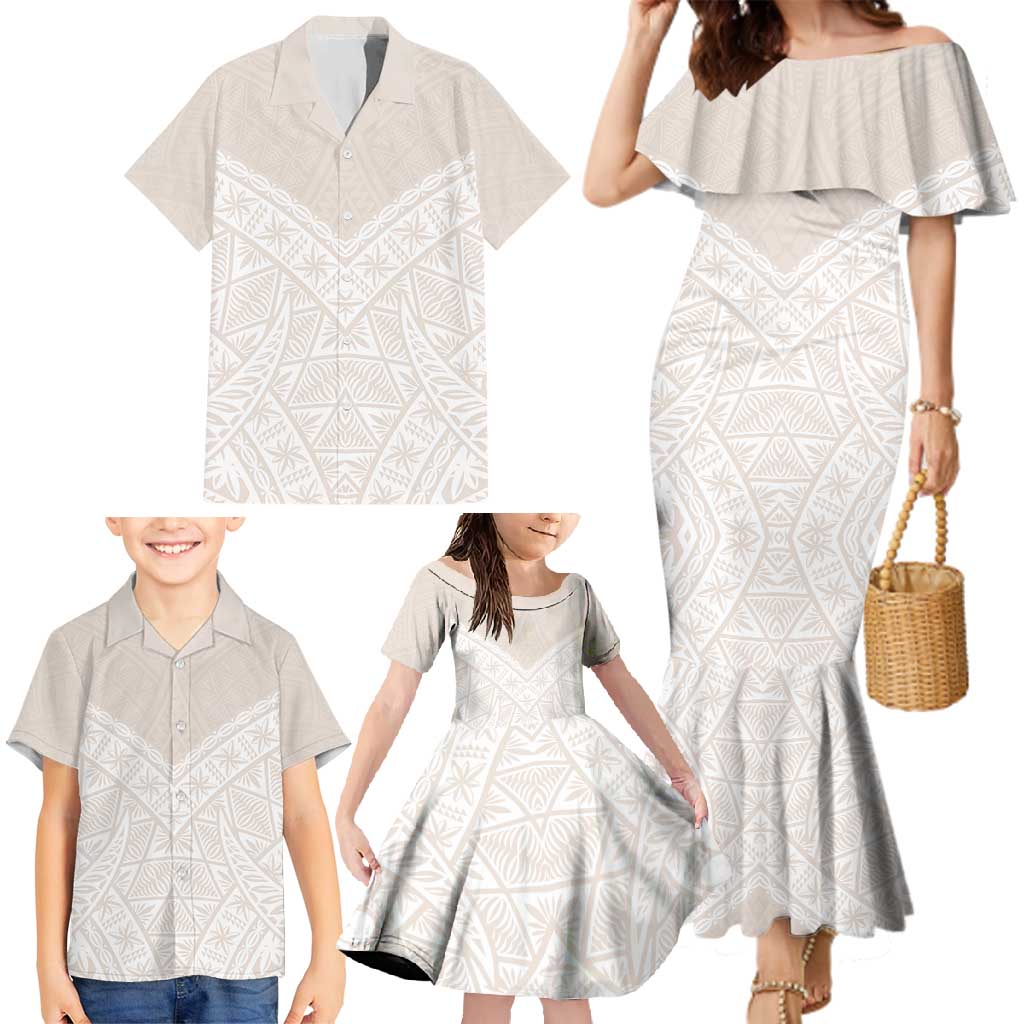 Lotu Tamaiti Tongan Polynesian Art Pattern Family Matching Mermaid Dress and Hawaiian Shirt Traditional Tribal Motifs - Polynesian Pride