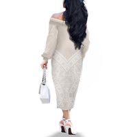 Lotu Tamaiti Tongan Polynesian Art Pattern Family Matching Off The Shoulder Long Sleeve Dress and Hawaiian Shirt Traditional Tribal Motifs - Polynesian Pride