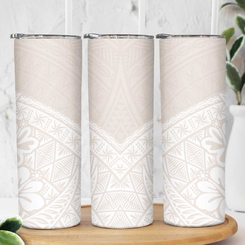 Lotu Tamaiti Tongan Polynesian Art Pattern Skinny Tumbler Traditional Tribal Motifs - Polynesian Pride