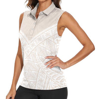 Lotu Tamaiti Tongan Polynesian Art Pattern Women Sleeveless Polo Shirt Traditional Tribal Motifs - Polynesian Pride