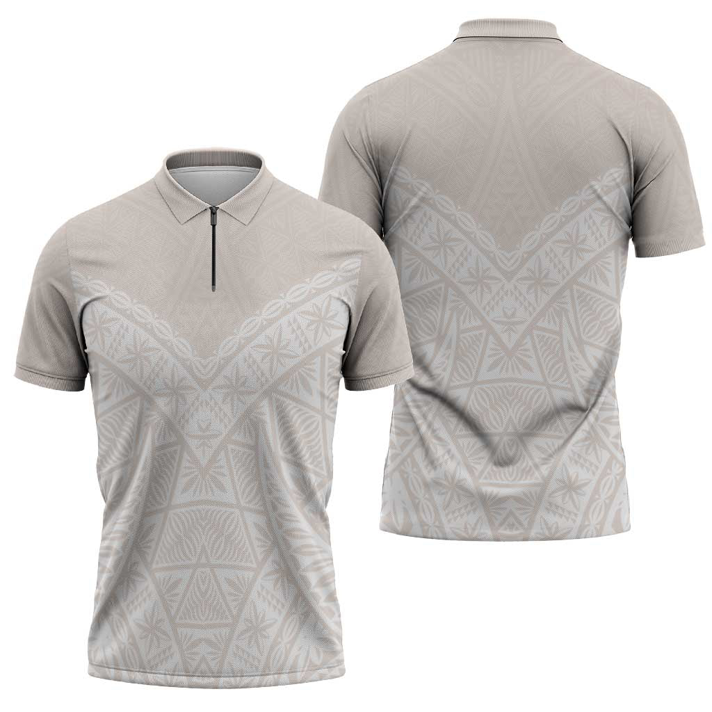 Lotu Tamaiti Tongan Polynesian Art Pattern Zipper Polo Shirt Traditional Tribal Motifs - Polynesian Pride