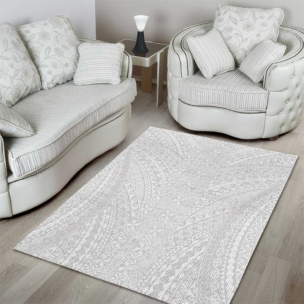 Lotu Tamaiti White Tongan Ngatu Area Rug Polynesian Tribal Fonulei Pattern - Polynesian Pride