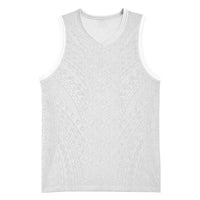 Lotu Tamaiti White Tongan Ngatu Basketball Jersey Polynesian Tribal Fonulei Pattern - Polynesian Pride