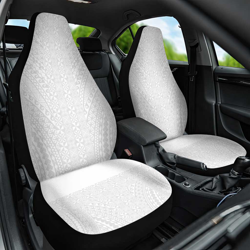 Lotu Tamaiti White Tongan Ngatu Car Seat Cover Polynesian Tribal Fonulei Pattern - Polynesian Pride