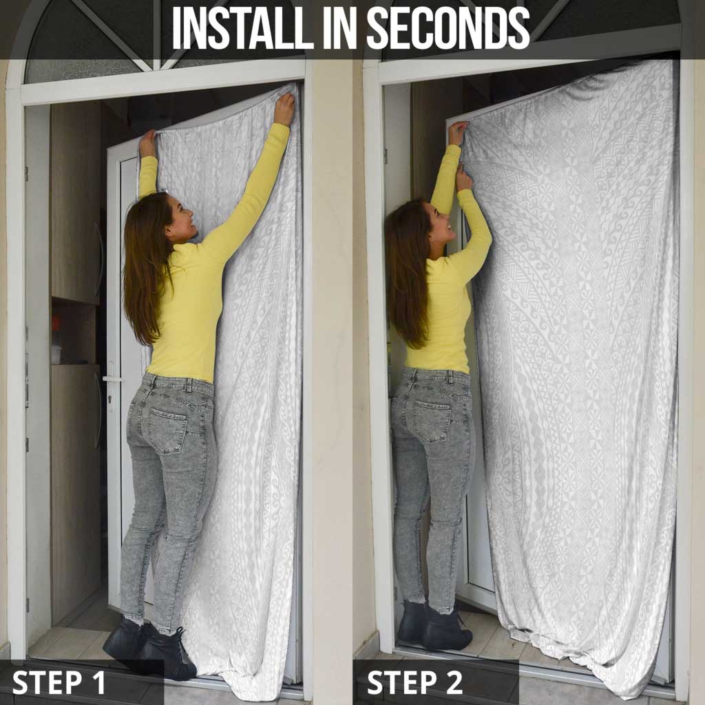 Lotu Tamaiti White Tongan Ngatu Door Cover Polynesian Tribal Fonulei Pattern - Polynesian Pride