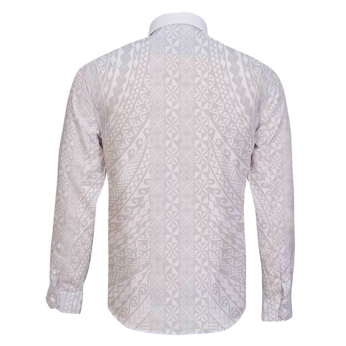 Lotu Tamaiti White Tongan Ngatu Family Matching Off The Shoulder Long Sleeve Dress and Hawaiian Shirt Polynesian Tribal Fonulei Pattern - Polynesian Pride