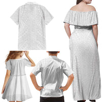 Lotu Tamaiti White Tongan Ngatu Family Matching Off Shoulder Maxi Dress and Hawaiian Shirt Polynesian Tribal Fonulei Pattern - Polynesian Pride