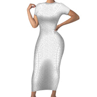 Lotu Tamaiti White Tongan Ngatu Family Matching Short Sleeve Bodycon Dress and Hawaiian Shirt Polynesian Tribal Fonulei Pattern - Polynesian Pride