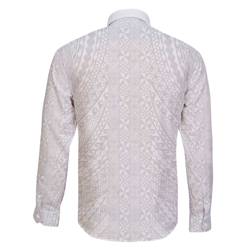 Lotu Tamaiti White Tongan Ngatu Family Matching Tank Maxi Dress and Hawaiian Shirt Polynesian Tribal Fonulei Pattern - Polynesian Pride