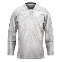 Lotu Tamaiti White Tongan Ngatu Hockey Jersey Polynesian Tribal Fonulei Pattern - Polynesian Pride