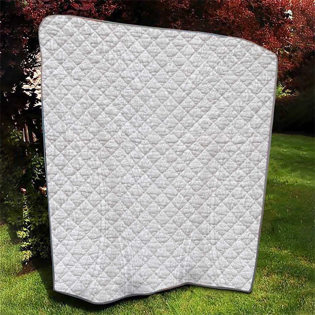 Lotu Tamaiti White Tongan Ngatu Quilt Polynesian Tribal Fonulei Pattern - Polynesian Pride