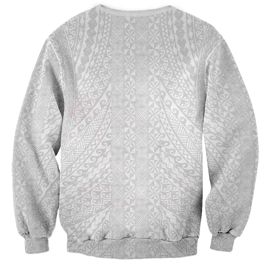 Lotu Tamaiti White Tongan Ngatu Sweatshirt Polynesian Tribal Fonulei Pattern - Polynesian Pride