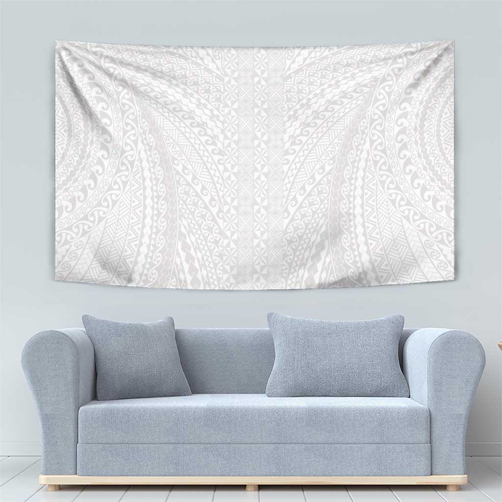 Lotu Tamaiti White Tongan Ngatu Tapestry Polynesian Tribal Fonulei Pattern - Polynesian Pride