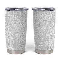 Lotu Tamaiti White Tongan Ngatu Tumbler Cup Polynesian Tribal Fonulei Pattern - Polynesian Pride