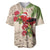 Christmas Hawaii with I'iwi Bird Baseball Jersey Aloha Mele Kalikimaka - Beige Art