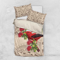 Christmas Hawaii with I'iwi Bird Bedding Set Aloha Mele Kalikimaka - Beige Art