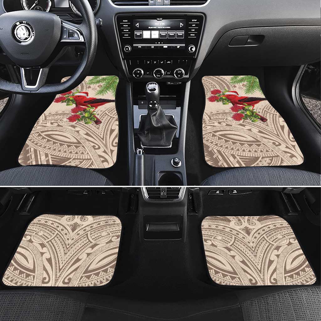 Christmas Hawaii with I'iwi Bird Car Mats Aloha Mele Kalikimaka - Beige Art