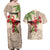 Christmas Hawaii with I'iwi Bird Couples Matching Off Shoulder Maxi Dress and Hawaiian Shirt Aloha Mele Kalikimaka - Beige Art