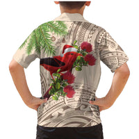 Christmas Hawaii with I'iwi Bird Family Matching Mermaid Dress and Hawaiian Shirt Aloha Mele Kalikimaka - Beige Art