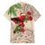 Christmas Hawaii with I'iwi Bird Family Matching Off The Shoulder Long Sleeve Dress and Hawaiian Shirt Aloha Mele Kalikimaka - Beige Art