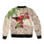 Christmas Hawaii with I'iwi Bird Sleeve Zip Bomber Jacket Aloha Mele Kalikimaka - Beige Art