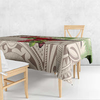 Christmas Hawaii with I'iwi Bird Tablecloth Aloha Mele Kalikimaka - Beige Art