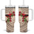 Christmas Hawaii with I'iwi Bird Tumbler With Handle Aloha Mele Kalikimaka - Beige Art