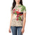 Christmas Hawaii with I'iwi Bird Women Polo Shirt Aloha Mele Kalikimaka - Beige Art