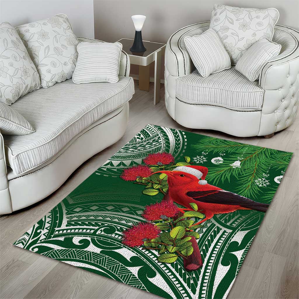 Christmas Hawaii with I'iwi Bird Area Rug Aloha Mele Kalikimaka - Green Art