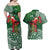 Christmas Hawaii with I'iwi Bird Couples Matching Off Shoulder Maxi Dress and Hawaiian Shirt Aloha Mele Kalikimaka - Green Art