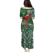 Christmas Hawaii with I'iwi Bird Family Matching Puletasi and Hawaiian Shirt Aloha Mele Kalikimaka - Green Art