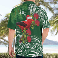Christmas Hawaii with I'iwi Bird Hawaiian Shirt Aloha Mele Kalikimaka - Green Art