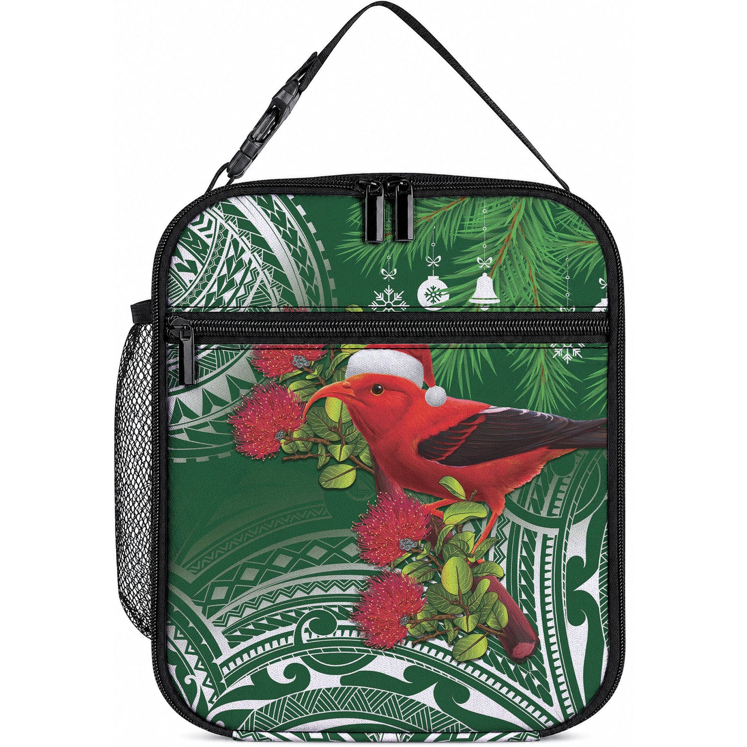 Christmas Hawaii with I'iwi Bird Lunch Bag Aloha Mele Kalikimaka - Green Art