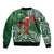 Christmas Hawaii with I'iwi Bird Sleeve Zip Bomber Jacket Aloha Mele Kalikimaka - Green Art