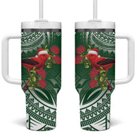 Christmas Hawaii with I'iwi Bird Tumbler With Handle Aloha Mele Kalikimaka - Green Art