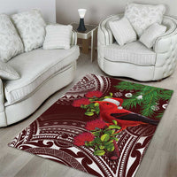 Christmas Hawaii with I'iwi Bird Area Rug Aloha Mele Kalikimaka - Oxblood Art