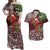 Christmas Hawaii with I'iwi Bird Couples Matching Off Shoulder Maxi Dress and Hawaiian Shirt Aloha Mele Kalikimaka - Oxblood Art