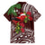 Christmas Hawaii with I'iwi Bird Hawaiian Shirt Aloha Mele Kalikimaka - Oxblood Art