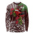 Christmas Hawaii with I'iwi Bird Long Sleeve Shirt Aloha Mele Kalikimaka - Oxblood Art