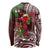 Christmas Hawaii with I'iwi Bird Long Sleeve Shirt Aloha Mele Kalikimaka - Oxblood Art