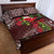 Christmas Hawaii with I'iwi Bird Quilt Bed Set Aloha Mele Kalikimaka - Oxblood Art